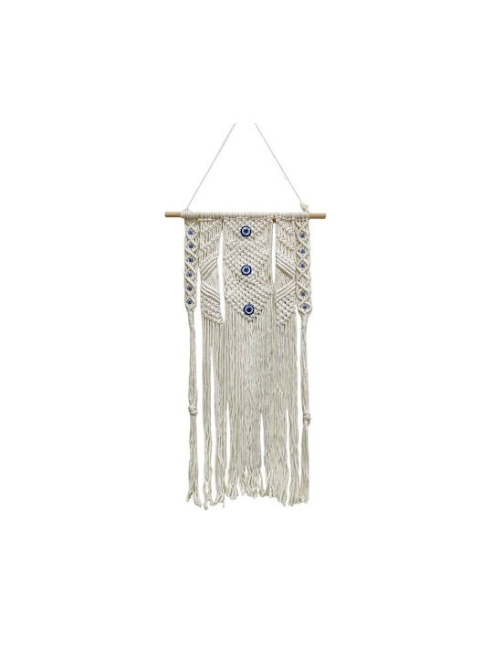 Decorațiune Suspendată Macrame Albă Din Țesătură 110cm