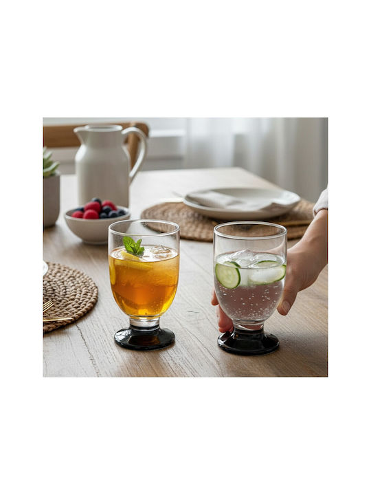 Domumart Set de pahare pentru apa din Sticlă în Culoarea Negru Cu picior 290ml 6buc