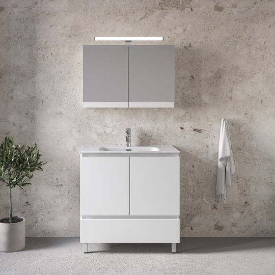 Furnibath Πάγκος με Νιπτήρα Μ81xΒ46xΥ72cm Λευκό