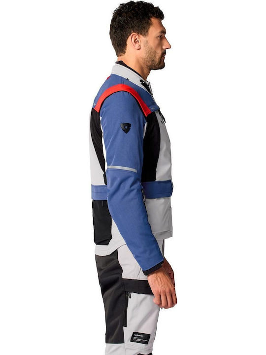 Rev'IT Offtrack 3 H2O Winter Herren Motorradjacke Wasserdicht Blau/Silber