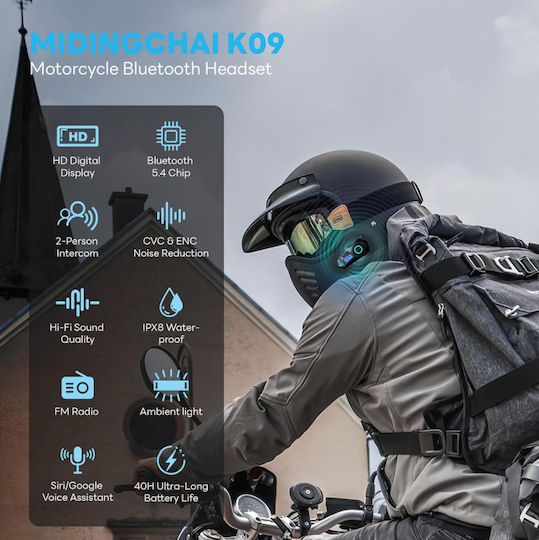 K09 Single Motorcycle Helmet Communication with Bluetooth K09-BLACK