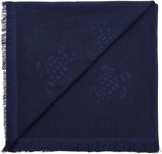 Vilebrequin Beach Towel Light Blue with Fringes