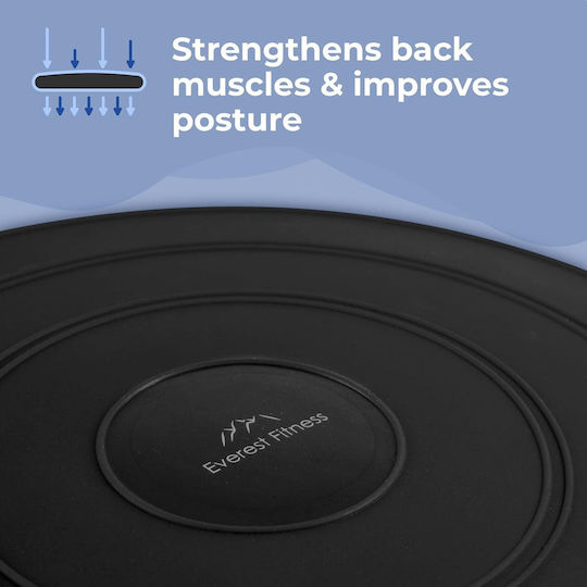 Everest Fitness Pernă de Echilibru Neagră cu Diametru de 33cm