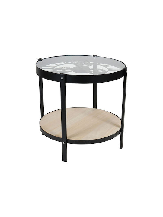 Round Side Table Glass Black W39xL39xH40cm