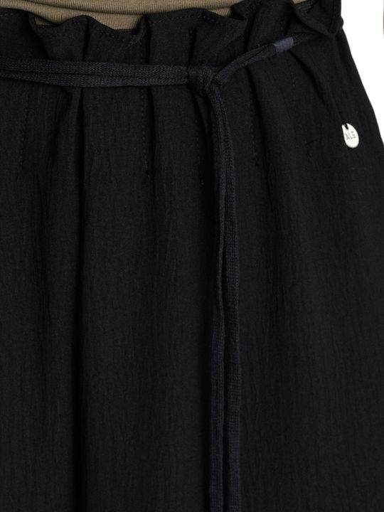 Women's Fabric Trousers with Elastic Black