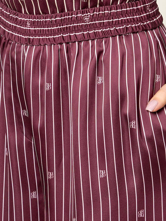 Women's Fabric Trousers Striped Bordeaux