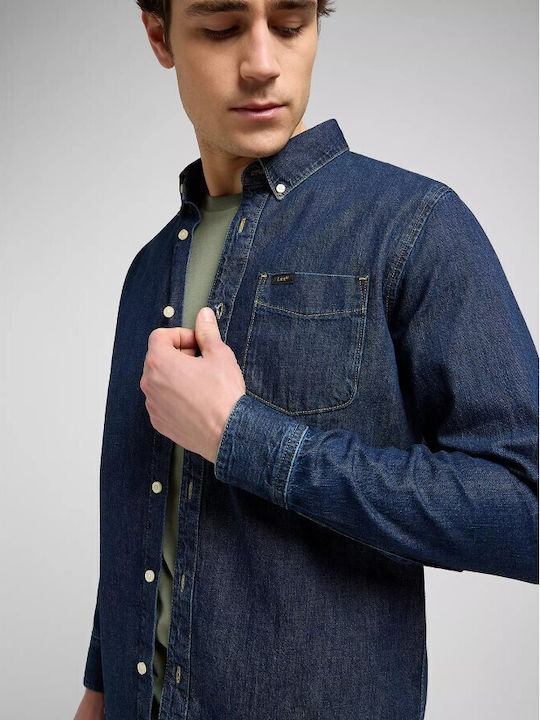 Long-sleeved Denim Shirt Blue