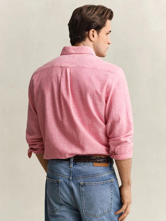 Langärmlig Leinen Hemd Rose Pink