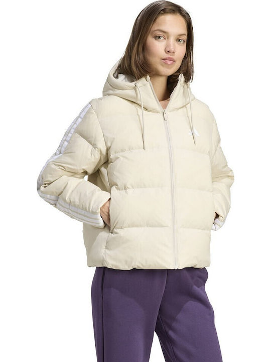 Essentials Damen Puffer Jacke für Winter Beige