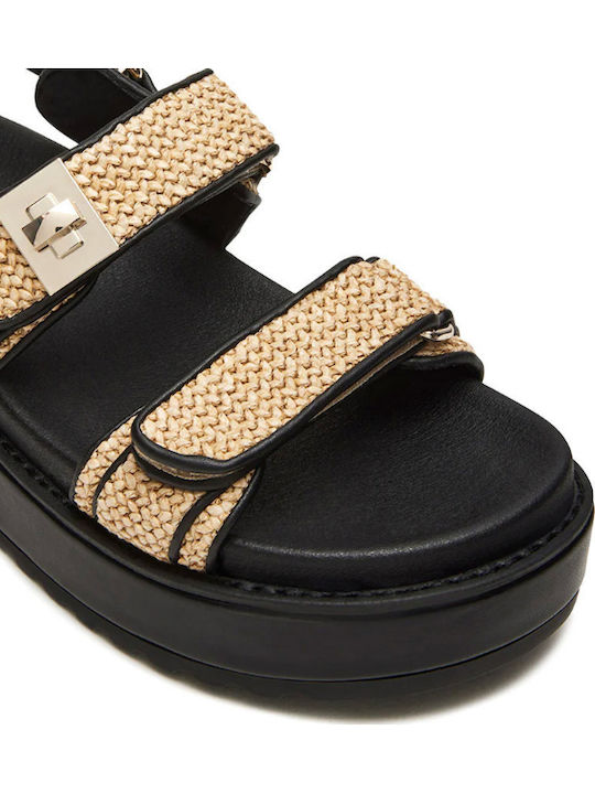 Bigmona Women's Flat Sandals with Strap Flatforms in Beige Color