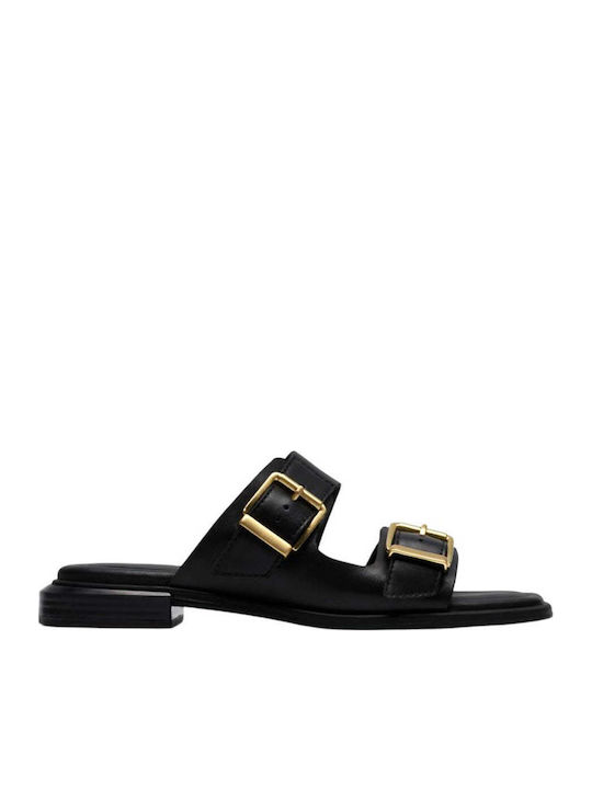 Clarks Ariany Bay Mule Δερμάτινα Ανατομικά Σανδάλια Μαύρα