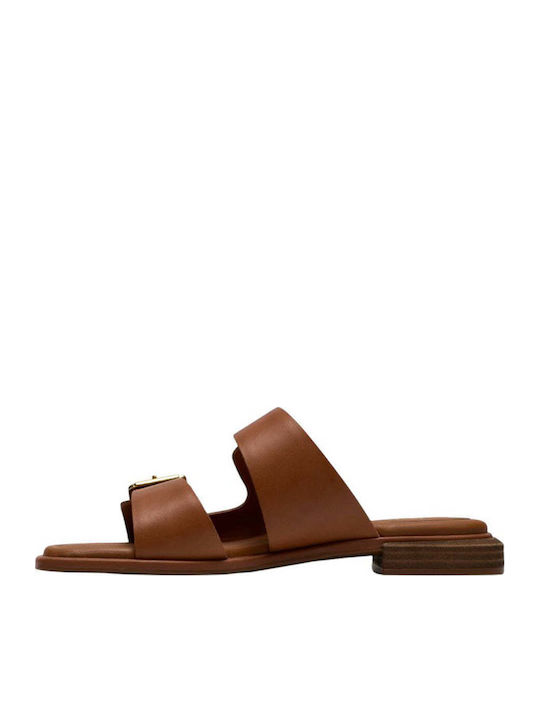 Ariany Bay Mule Leather Women's Flat Sandals Anatomic in Tabac Brown Color