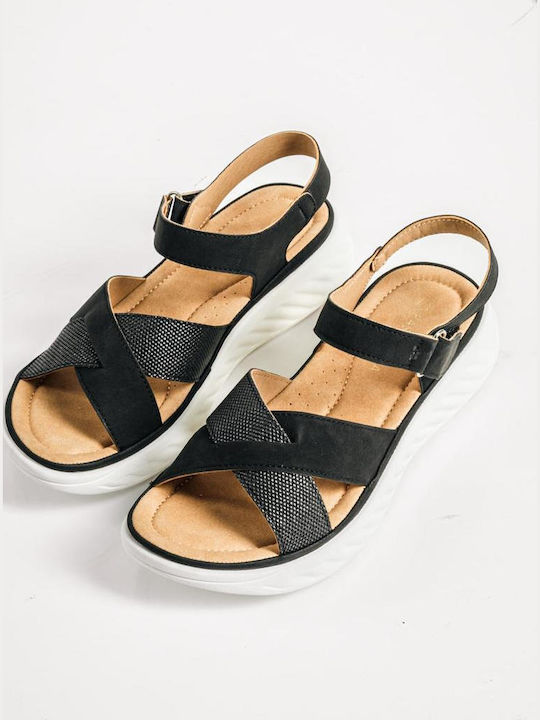Flache Sandalen für Damen in Schwarz Farbe