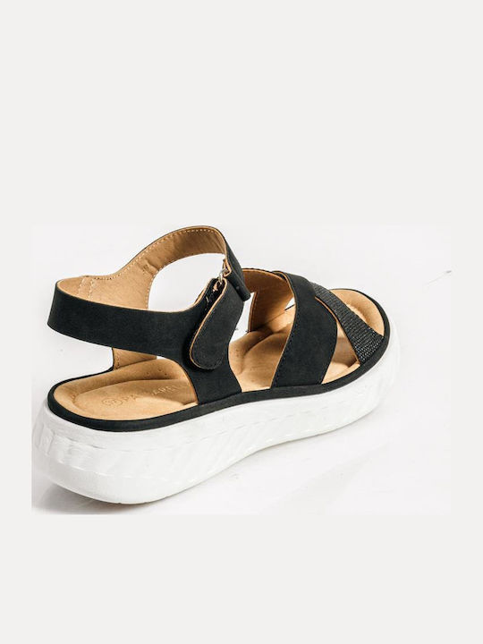 Flache Sandalen für Damen in Schwarz Farbe
