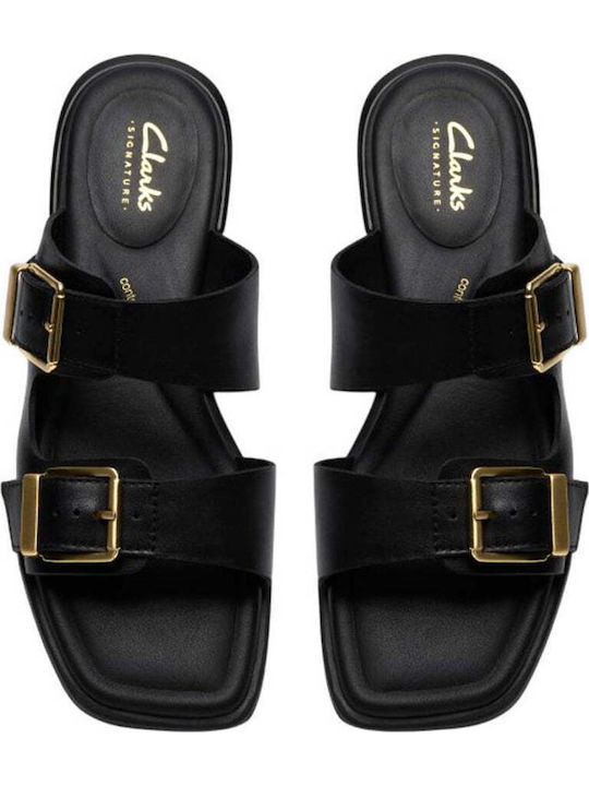 Ariany Bay Mule Leather Women's Flat Sandals Anatomic in Black Color