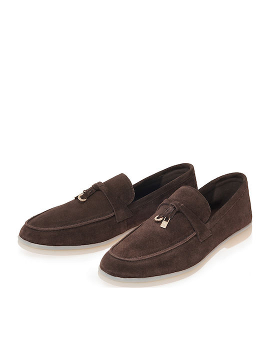 Leather Women's Loafers in Brown Color