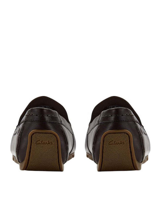 Leather Women's Loafers in Brown Color