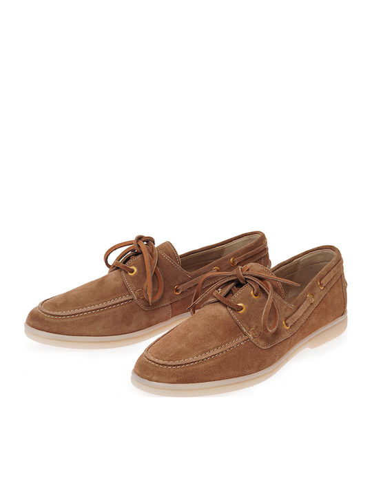 Leather Women's Loafers in Tabac Brown Color
