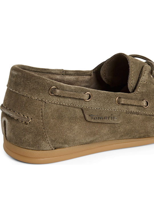 Leather Women's Moccasins in Green Color
