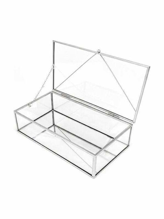 Faitakis Pack Κουτί Κοσμημάτων Γυάλινο Ασημί 25x12.5x6cm