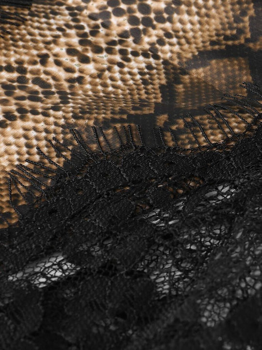 Sexy Lingerie Provocative Bodysuit Open Back Erotic Cutouts Fine Lace Animal Print