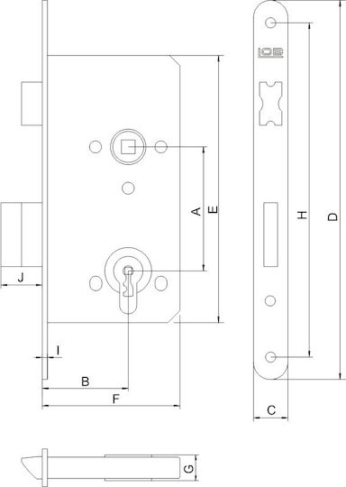 Lob Recessed Lock 60x50mm Key Z65z