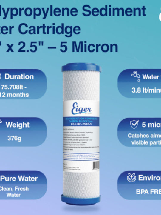 Eiger Countertop and Under Sink Water Filter Replacement made of Activated Carbon 10" 5 μm