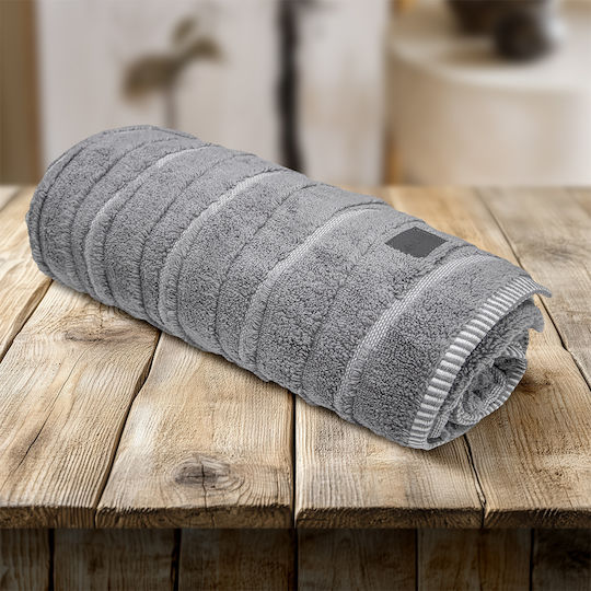 Lino Home Πετσέτα Σώματος Loomline 80x150εκ. Γκρι Βάρους 600gr/m²