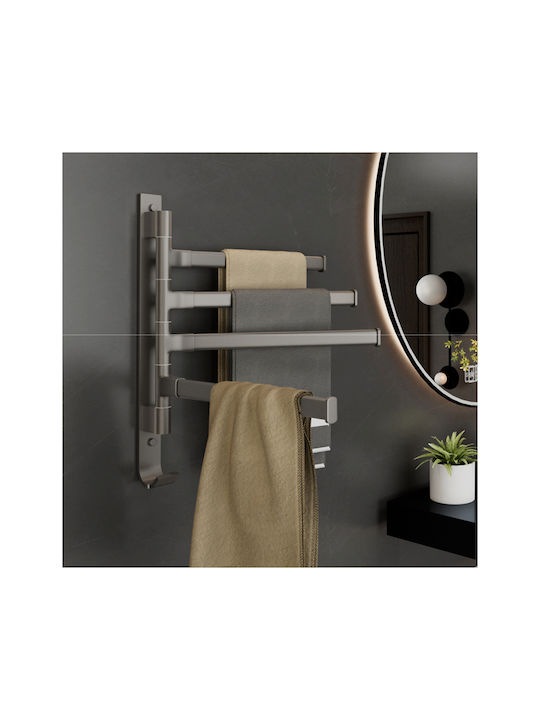 Inco Wall-Mounted Bathroom Freestanding Towel Rack with 4 Positions ​30x34cm Inox Gray