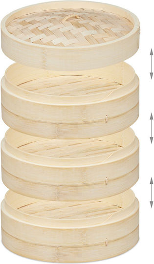 Bamboo Steamer 3 Levels Relaxdays 24 Cm 1.7 L Per Level
