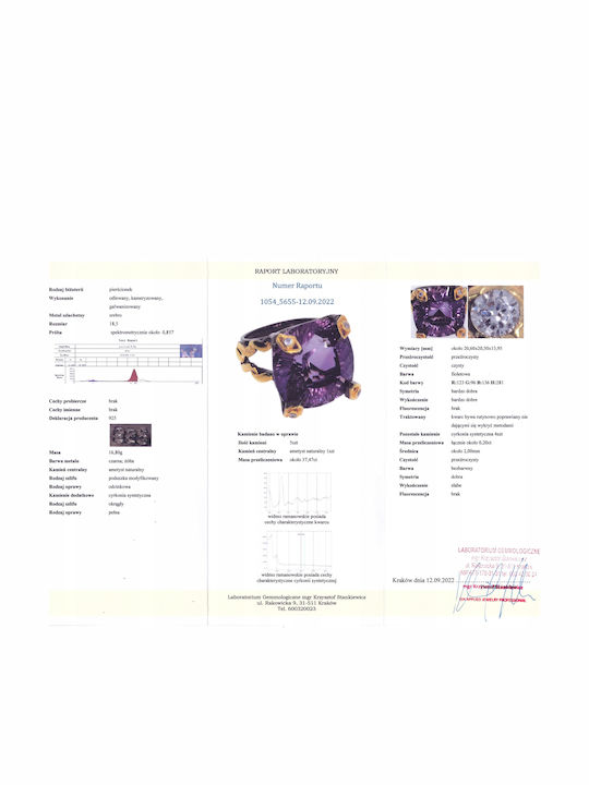 37.47ct Amethyst Ring Size 18.5 Certificate