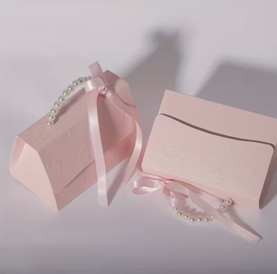 By Queen Feminine Luxury Pearl Purse Κουτί Δώρου Ροζ