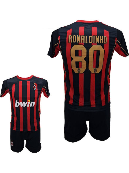 Kinder Fußball Satz Milan Ronaldinho Retro Rote Schwarze 2026-0502