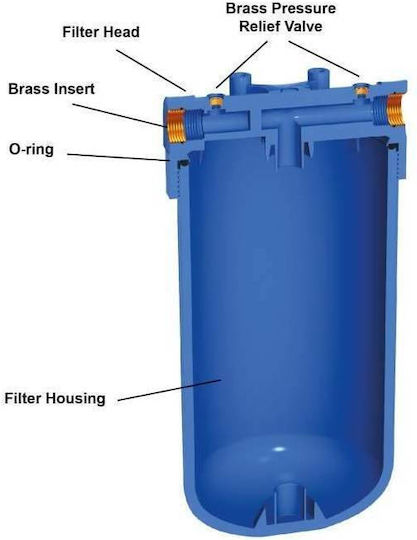 Aqua Filter Συσκευή Φίλτρου Νερού Τριπλή Κεντρικής Παροχής Διατομής 1'' με Ανταλλακτικό Φίλτρο BBPSCBKDFCBLG10