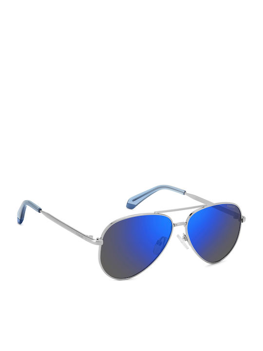 Polaroid Aviator Kinder-Sonnenbrillen mit Polarisiertem Spiegelglas Silber für 11-16 Jahre