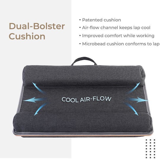 Tabelul pentru Laptop până la 17" table 55x34 cm with mouse holder and forearm support with double ventilation cushions