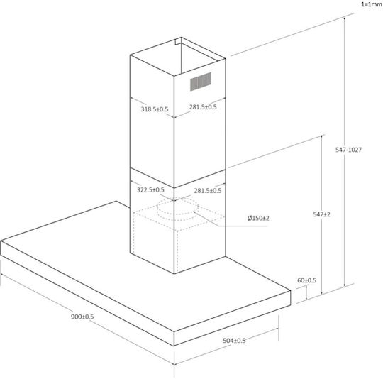 Haier Απορροφητήρας Καμινάδα 90cm Μαύρος με Wi-Fi
