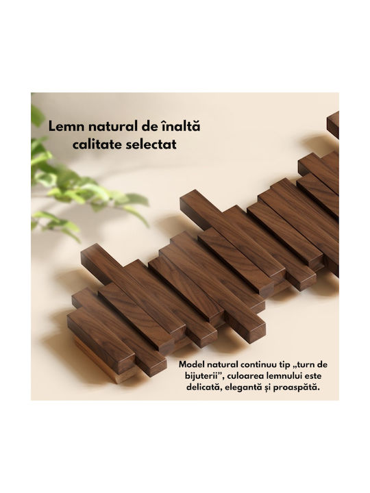 Wooden Wall Hanger 8 Hooks Brown 53x20cm