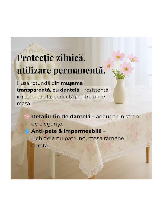 Tablecloth with Lace Stain Resistant Transparent 130x180cm
