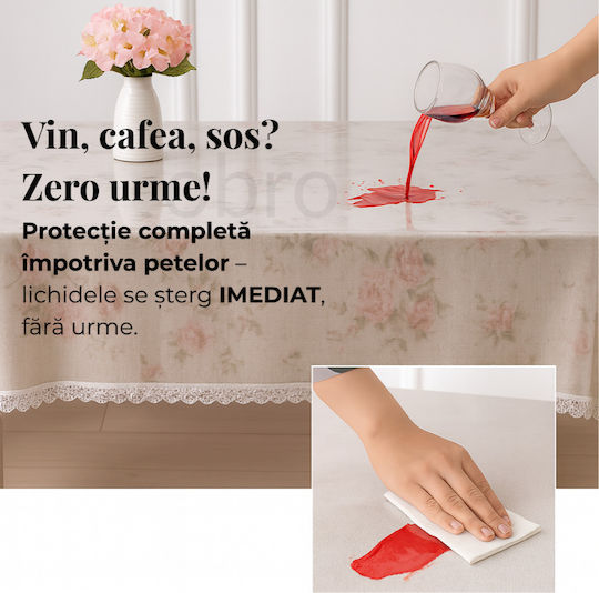 Τραπεζομάντηλο με Δαντέλα Αλέκιαστο Διάφανο 130x180εκ.