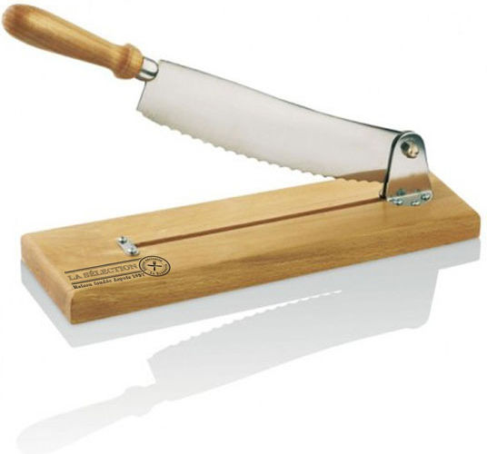 The Home Deco Factory Rectangular Wooden Chopping Board Set for Bread with Cutter Beige 37.5x9.6cm 2pcs
