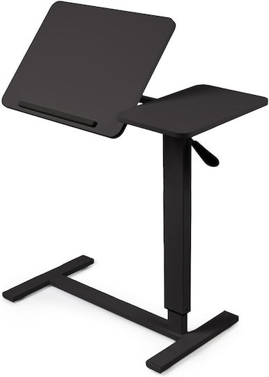 Height-adjustable Table Pneumatic Lift 80x40 Cm Two-part Top Tiltable + Foldable Storage Wheels 66–90 Cm C-shaped Base Bed Sofa Onuvio Black