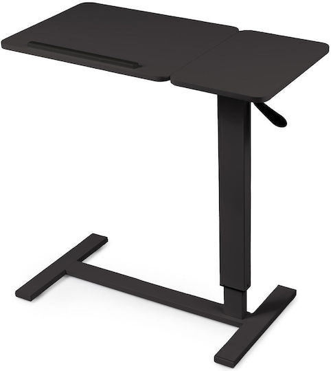 Height-adjustable Table Pneumatic Lift 80x40 Cm Two-part Top Tiltable + Foldable Storage Wheels 66–90 Cm C-shaped Base Bed Sofa Onuvio Black