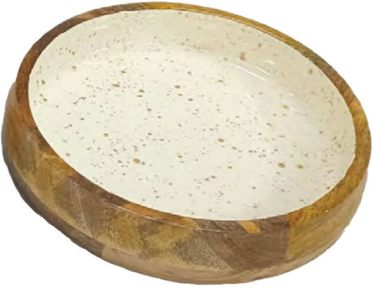 Prestige Dip Serving Bowl Round Wooden White with Diameter 30cm