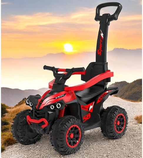 BabyMix Mega Quad Mașină Ride On Cu Mâner Pentru Părinți Pentru 12+ Luni Cu Sunete Roșie