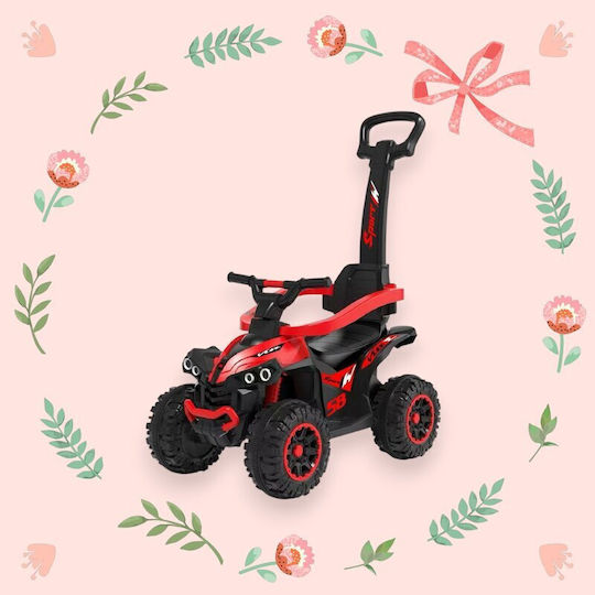 BabyMix Mega Quad Mașină Ride On Cu Mâner Pentru Părinți Pentru 12+ Luni Cu Sunete Roșie