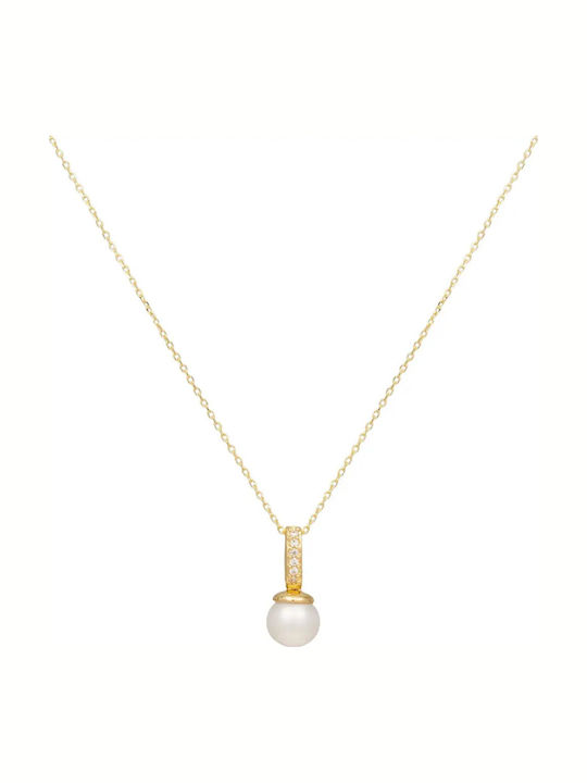 Colier din Aur 14K cu Perle & Zirconiu Colier din Aur 14K cu Perle & Zirconiu