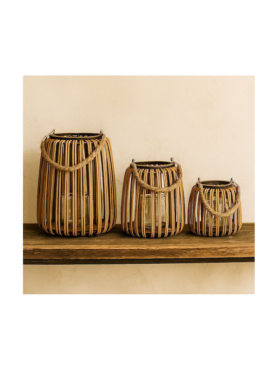 keleman Φαναράκι Rattan Καφέ 20x20x23.5εκ.