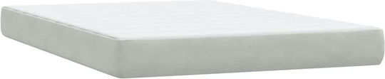 Boxspring Κρεβάτι Υπέρδιπλο Επενδυμένο με Ύφασμα Ανοιχτό Γκρι με Τάβλες & Στρώμα 160x210cm