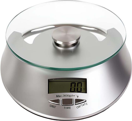 Avizar Cântar Digital 5kg Patiserie Tavă din Sticlă Termorezistentă Argintie